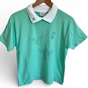 Vintage National Wildlife Federation Top Women’s Medium Hummingbird Blue Green